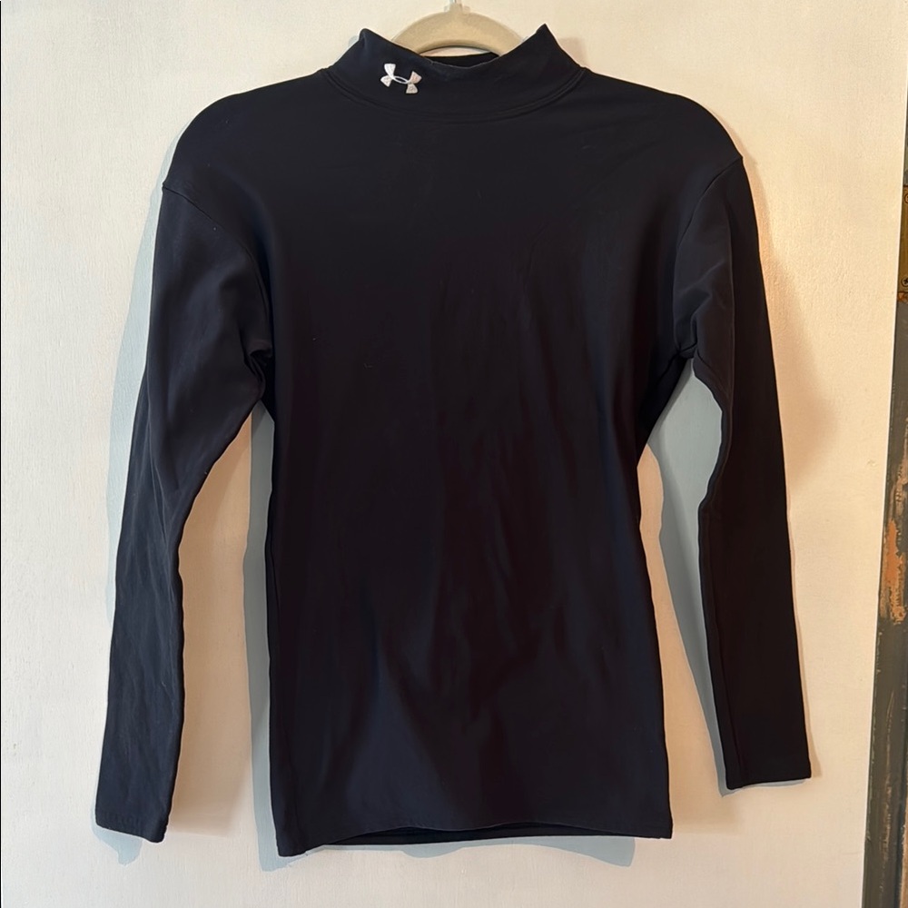 Under Armour Black Fitted Long Sleeve Tee with Mandarin Collar